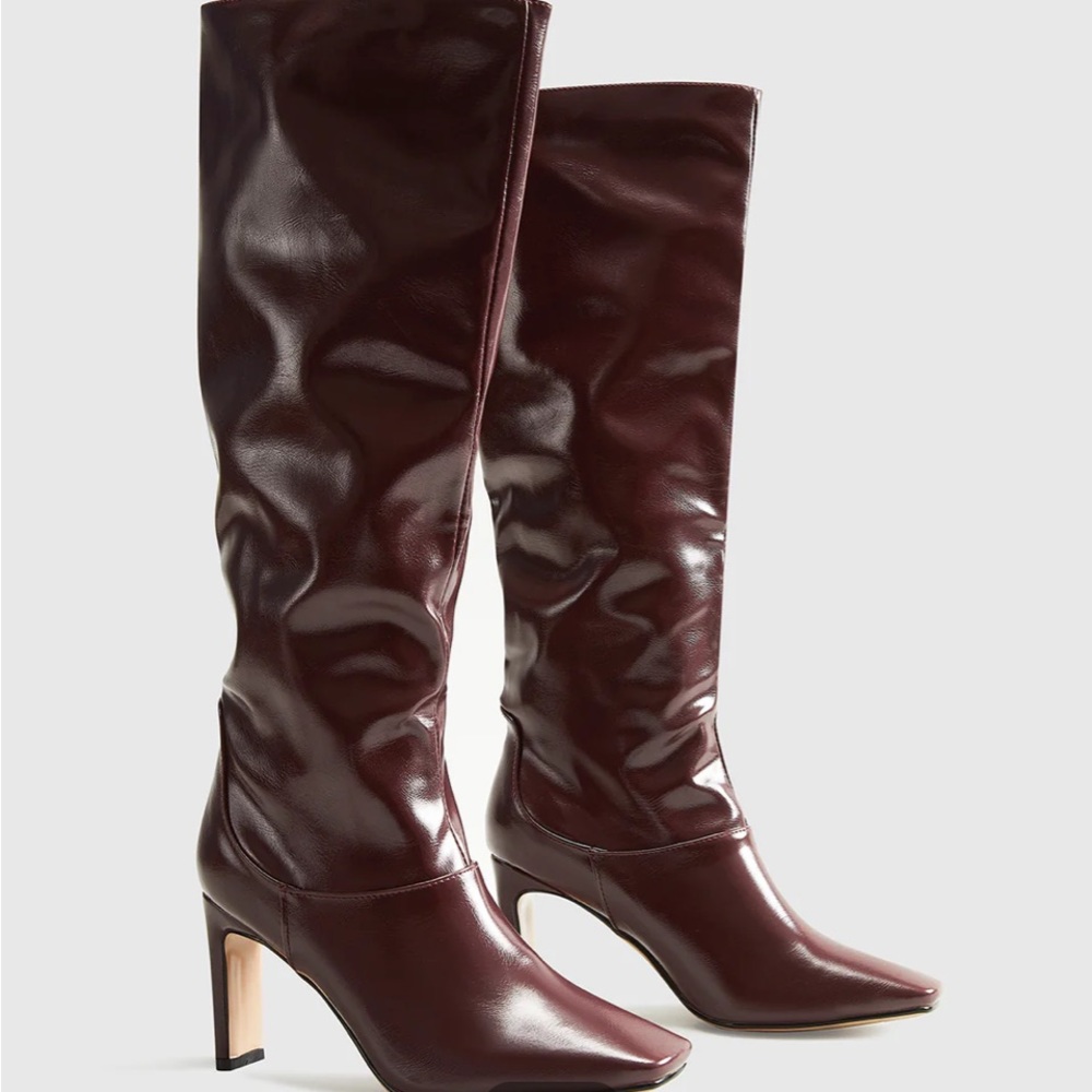 NWOT Commense Elegant Burgundy Knee-High Boots- Size 38